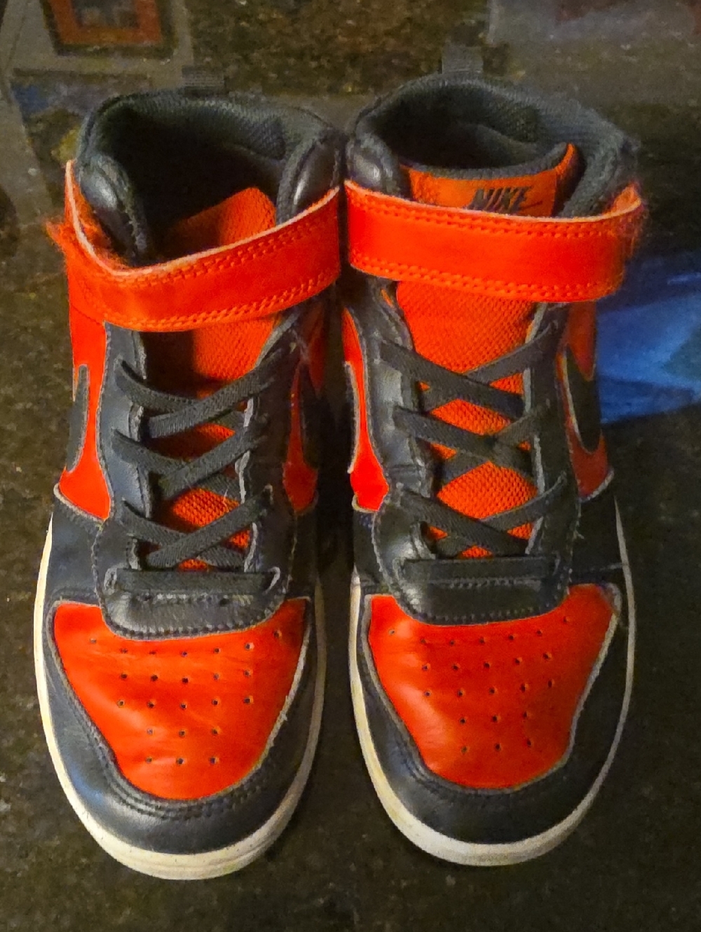 Nike Kids High-Top Sneakers in Bright Orange and Black